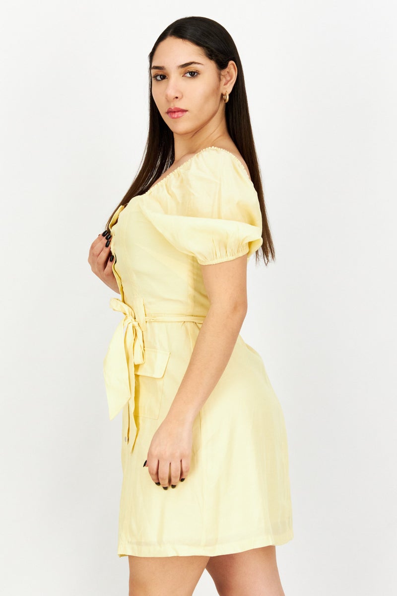 NA-KD Women Plain Mini Mini Dress, Yellow - Image 2
